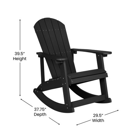 Flash Furniture 2 PK Black Poly Resin Adirondack Rocking Chairs JJ-C14705-BK-2-GG